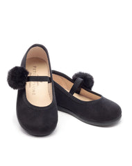 The Delphine Slipper in Black & Navy Suede with festive Pom (Size 9-12M) EUC