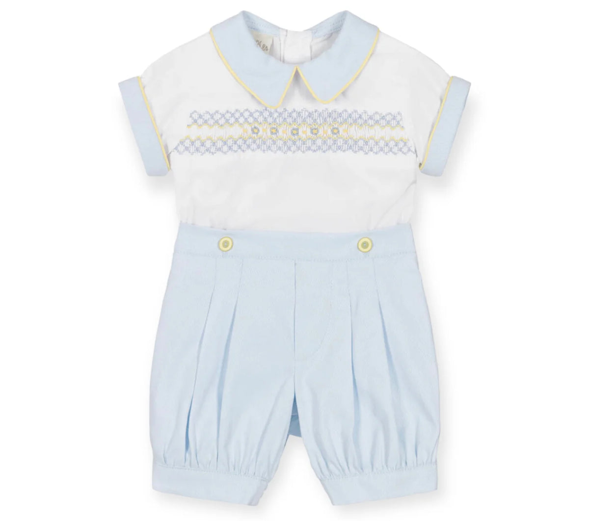 Pretty Originals Blue Lemon Smocked Buster Suit – Sweetpeas (3T) NWT