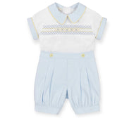 Pretty Originals Blue Lemon Smocked Buster Suit – Sweetpeas (3T) NWT