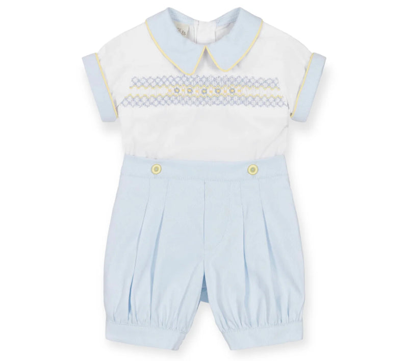 Pretty Originals Blue Lemon Smocked Buster Suit – Sweetpeas (3T) NWT