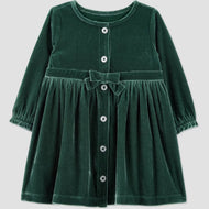 Green Dress with Jewel Bow (Size 18M) EUC