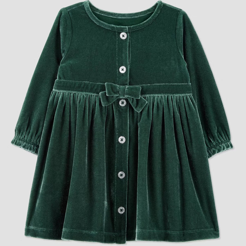 Green Dress with Jewel Bow (Size 18M) EUC