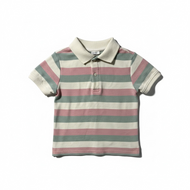 Ivory, Red, Pink Striped Polo with (3T) EUC