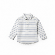 Boys White and Blue Cotton Roll up Shirt (3T) EUC