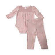 Baby Girl 2-Piece Bodysuit Pant Set - Pink (9M) EUC