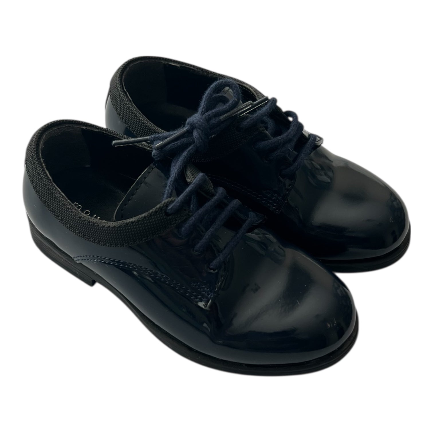 Patent Lace Blue Dress Shoes (24 EU - 8 Toddler US) EUC