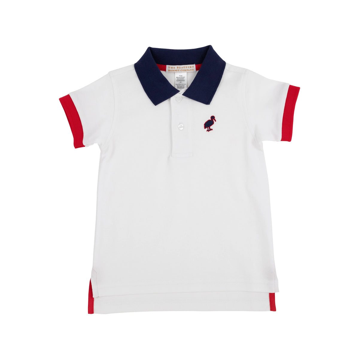 Prim & Proper Polo – White / Navy &  Red (EUC 3T)