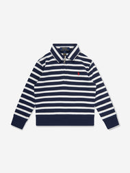 Boys Striped Half Zip Sweatshirt in Navy (3T) EUC