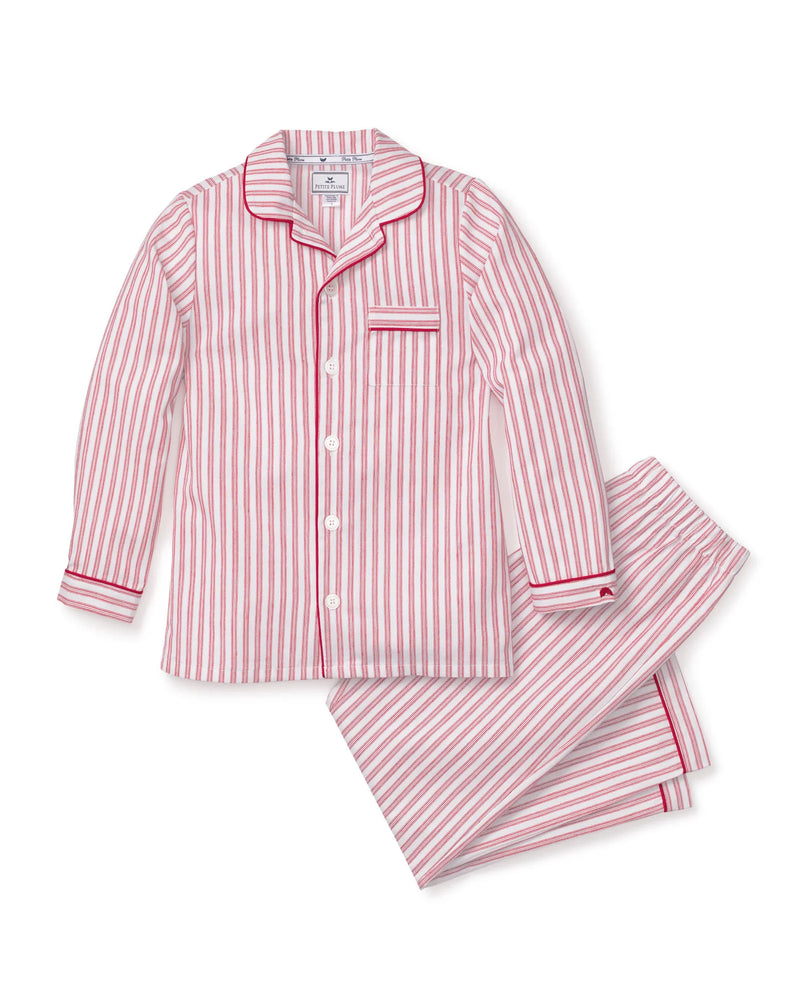 Kid's Twill Pajama Set in Multi Colors Ticking (Size 4T) EUC