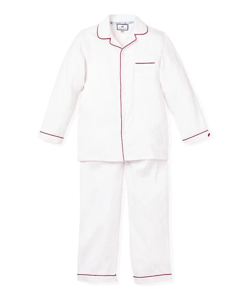 Kid's Twill Pajama Set in White with color Piping (NWT 3T)
