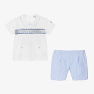 Boys Blue Hand-Smocked Cotton Buster Sui (3T) NWT