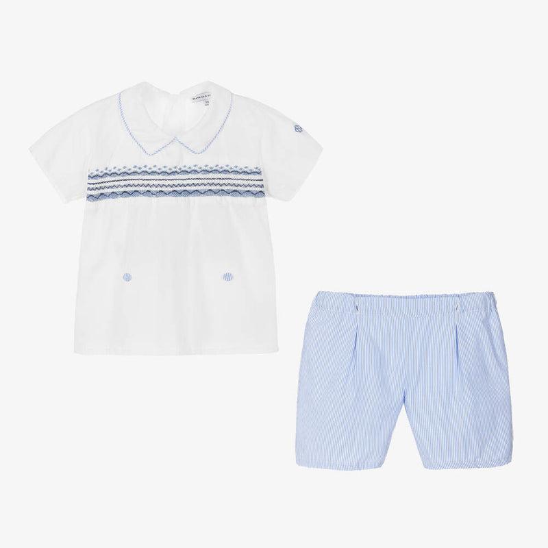 Boys Blue Hand-Smocked Cotton Buster Sui (3T) NWT