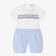 Boys Blue Hand-Smocked Cotton Buster Sui (3T) NWT
