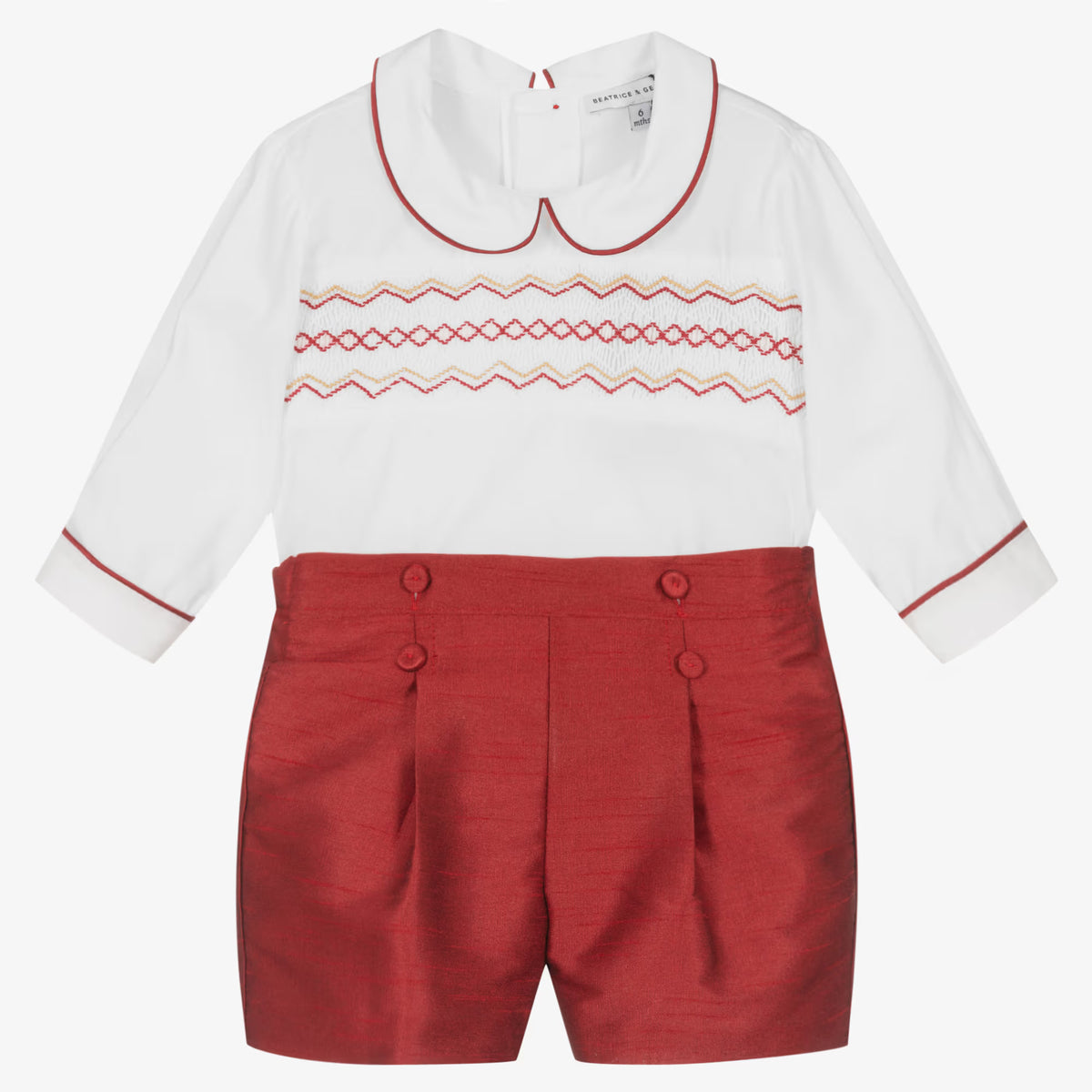 Boys Crimson Hand Smoked Outfit Set (NWT 36M) 3T