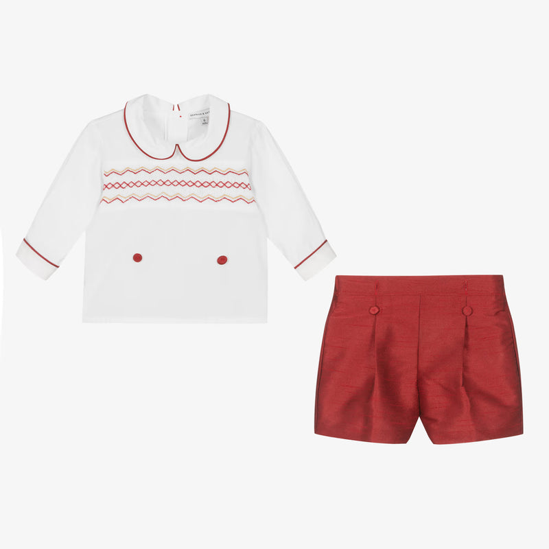 Boys Crimson Hand Smoked Outfit Set (NWT 36M) 3T
