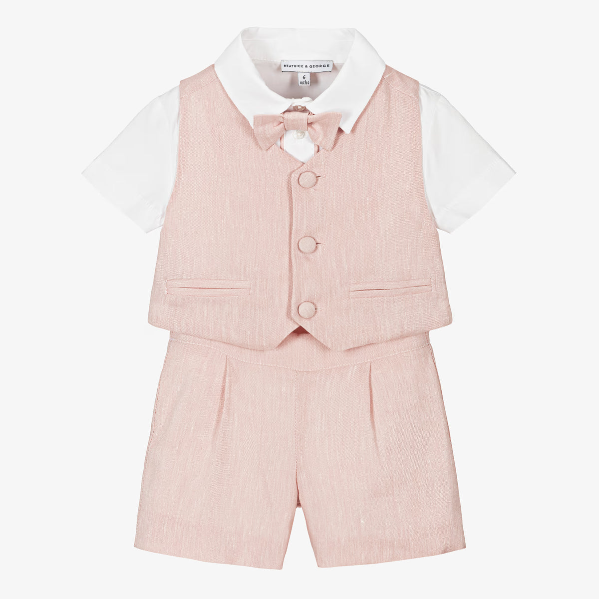 Boys Pink  Waistcoat & Shorts Suit ( EUC 3T)