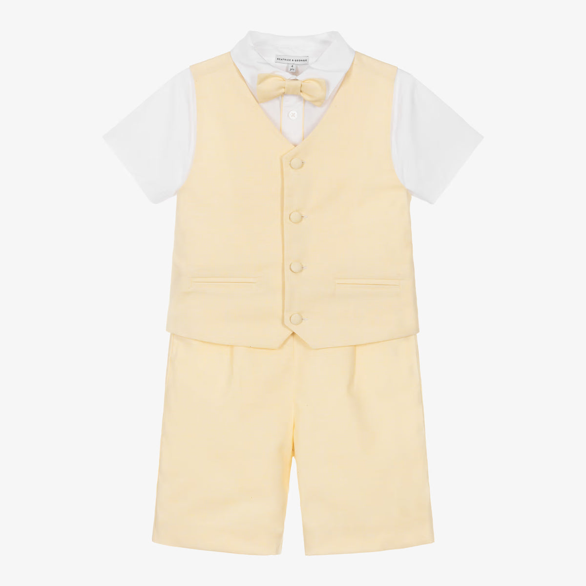 Boys Yellow Waistcoat & Shorts Suit ( NWOT 3T)