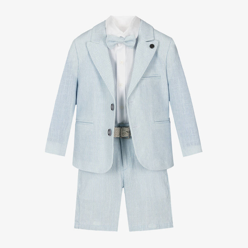 Boys Light Blue Stripe Cotton Shorts Suit (3T) EUC