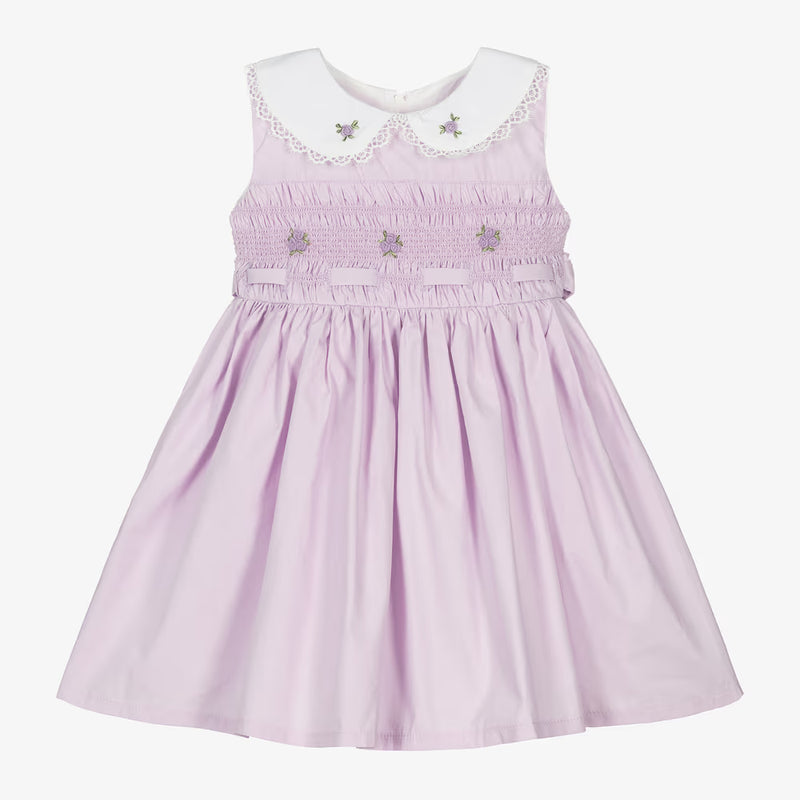 Girls Purple Cotton Smocked Dress (EUC 18-24M)