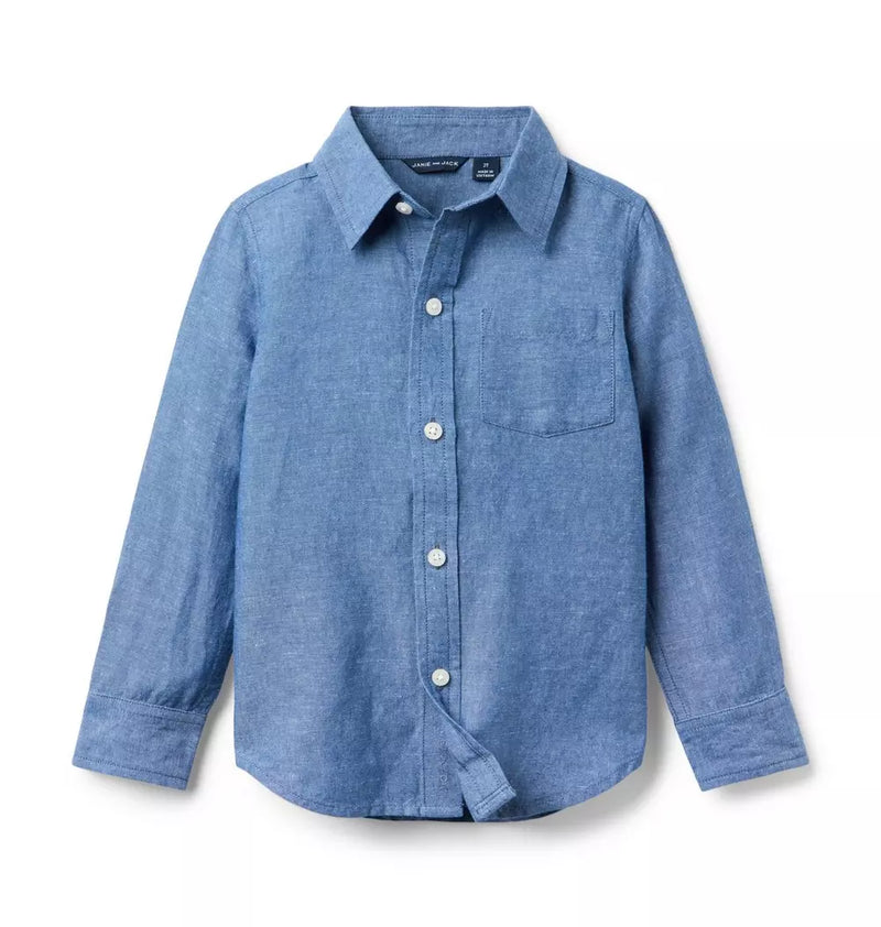 The Linen-Cotton Blue Shirt (EUC 3T)