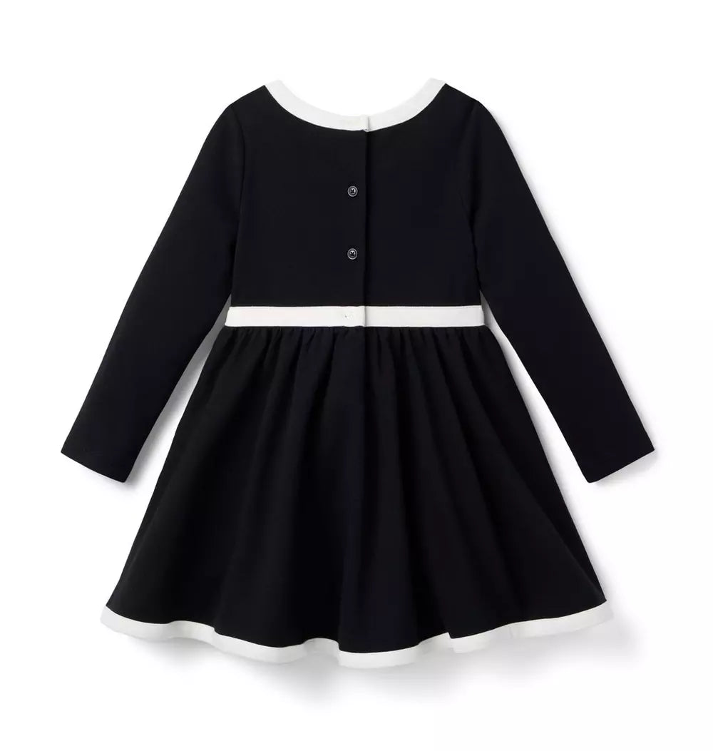 Bow Ponte Black Dress (Size 12-18M) NWT