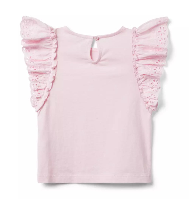 Eyelet Flutter Sleeve Top (EUC 12-18M)