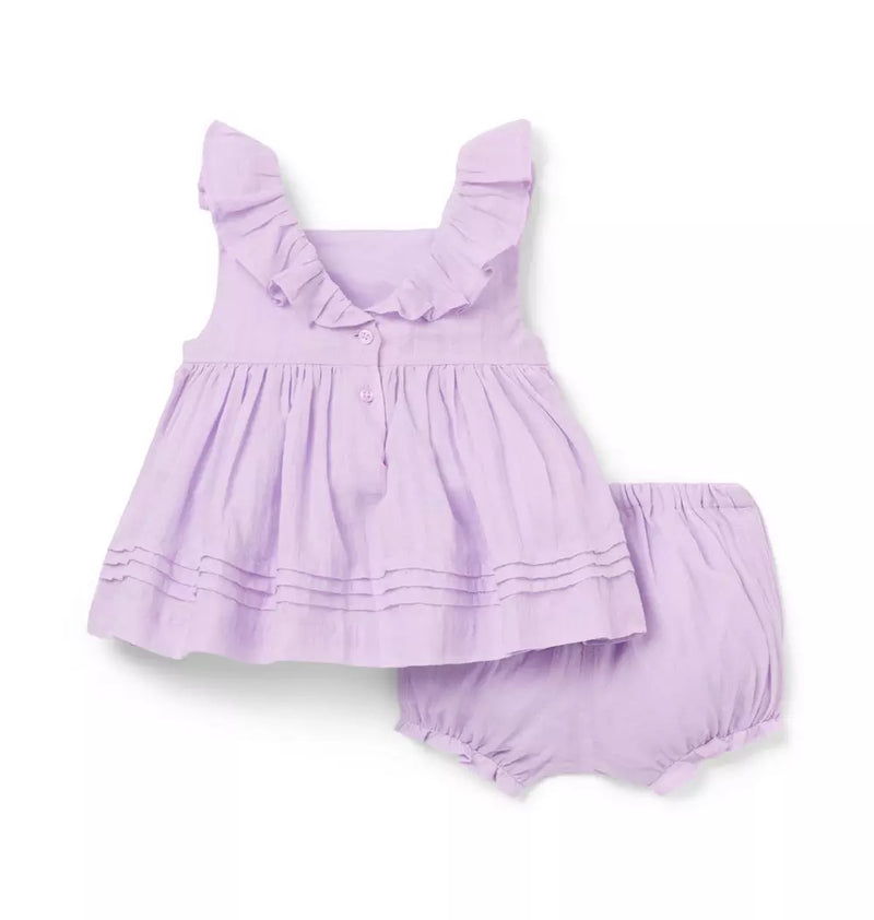 Baby Ruffle Pintuck Matching Set (EUC 18-24)