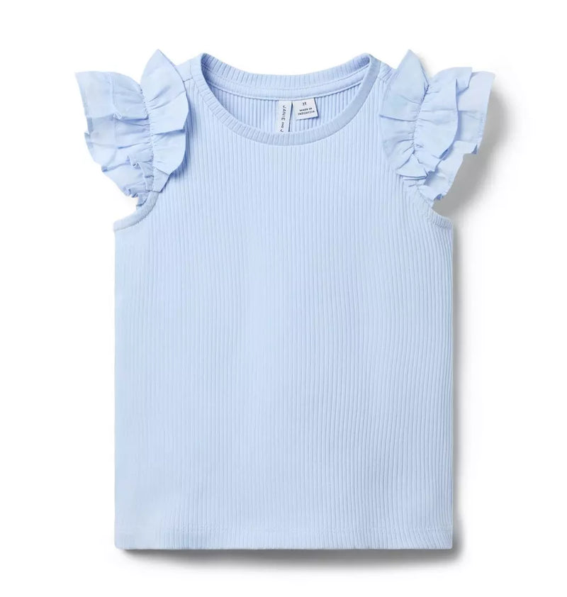 Ribbed Ruffle Sleeve Top (Size: 12-18M) NWT