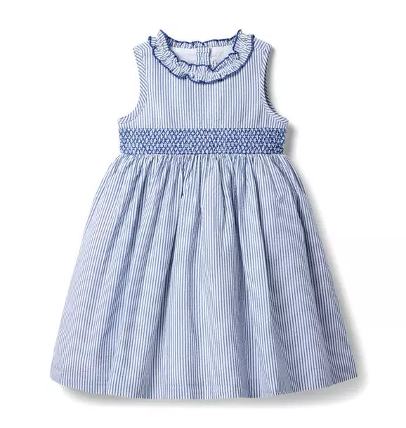 Striped Seersucker Ruffle Collar Dress (18-24M) EUC