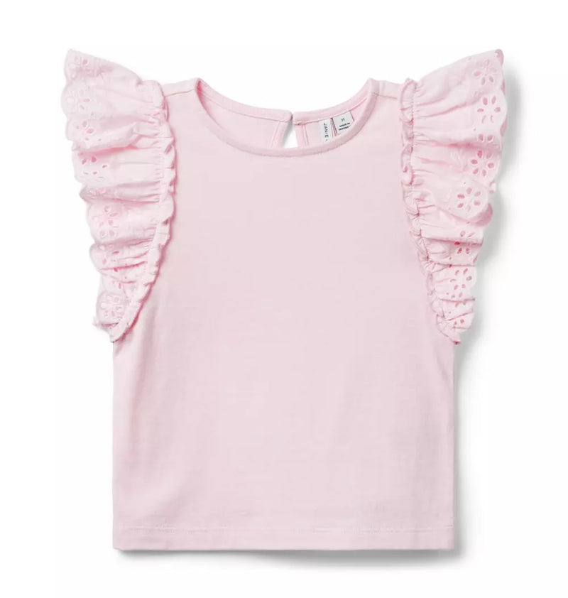 Eyelet Flutter Sleeve Top (EUC 12-18M)