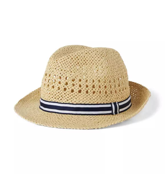 Boys Straw Fedora (Size 12-24) EUC
