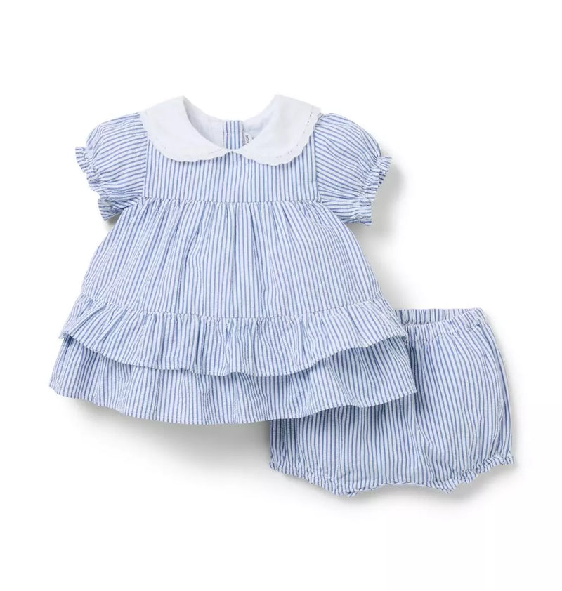 Baby Baby Striped Seersucker Matching Set (Size 12-16M) EUC