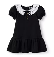Eyelet Collar Ponte Black Dress (18-24M) NWT