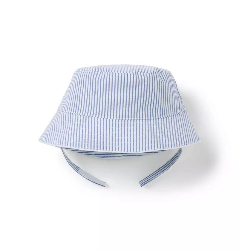 Baby Striped Seersucker Bucket Hat (18-24M) NWOT