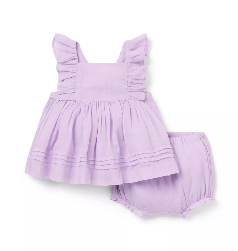 Baby Ruffle Pintuck Matching Set (EUC 18-24)