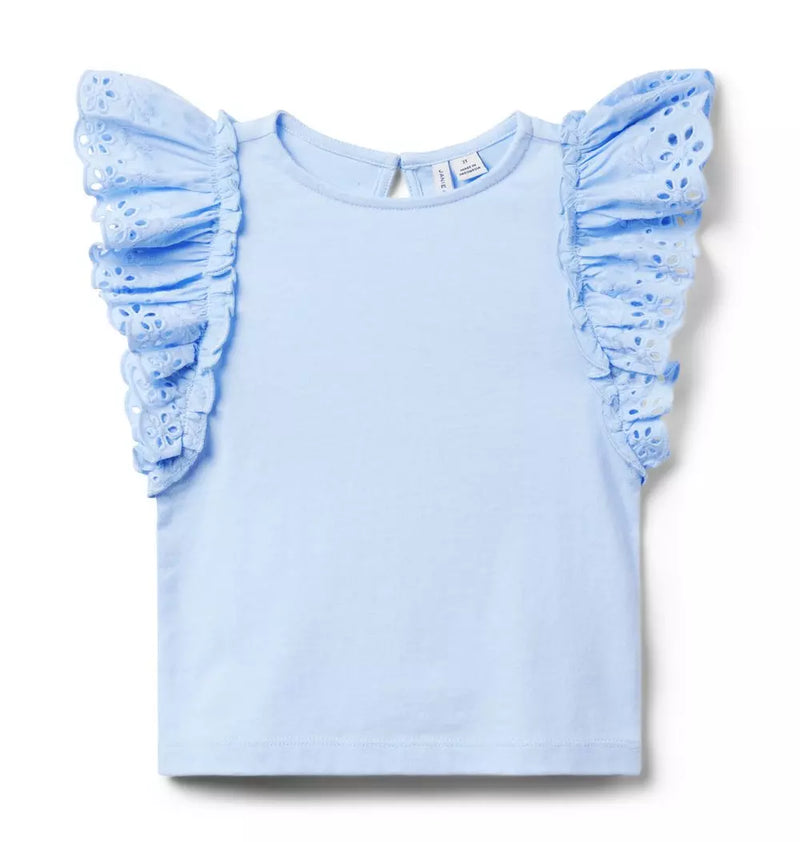 Eyelet Flutter Sleeve Top (EUC 12-18M)
