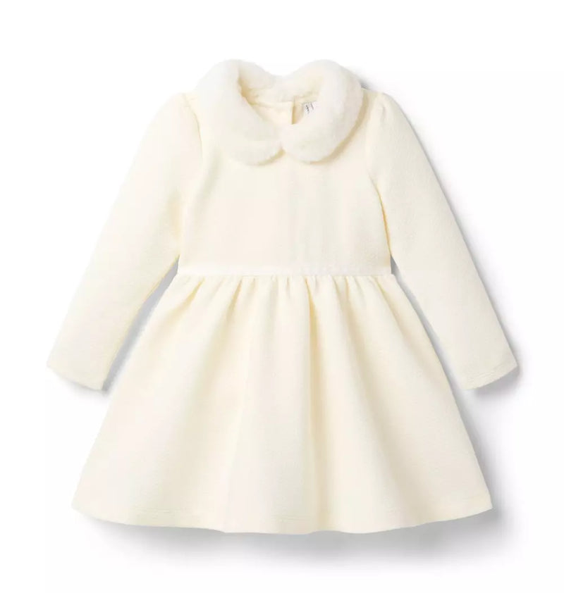 Quilted Faux Fur Collar Dress (Size 18-24M) EUC