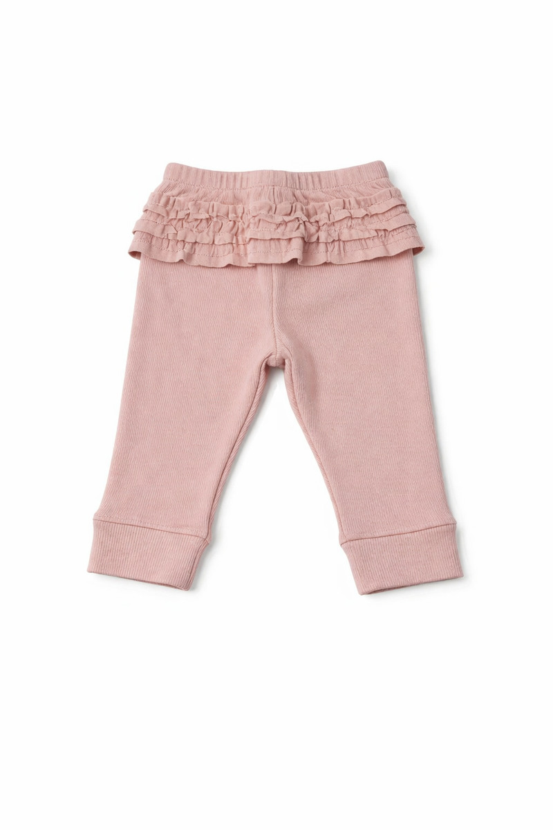 Baby Girls Velour Ruffle-Back Leggings (6-9M) EUC