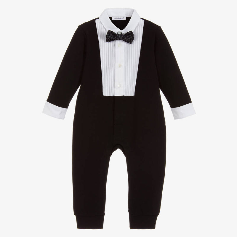 Dolce & Gabbana Jacquard and cotton tuxedo onesie with bow tie: (18-24M) EUC