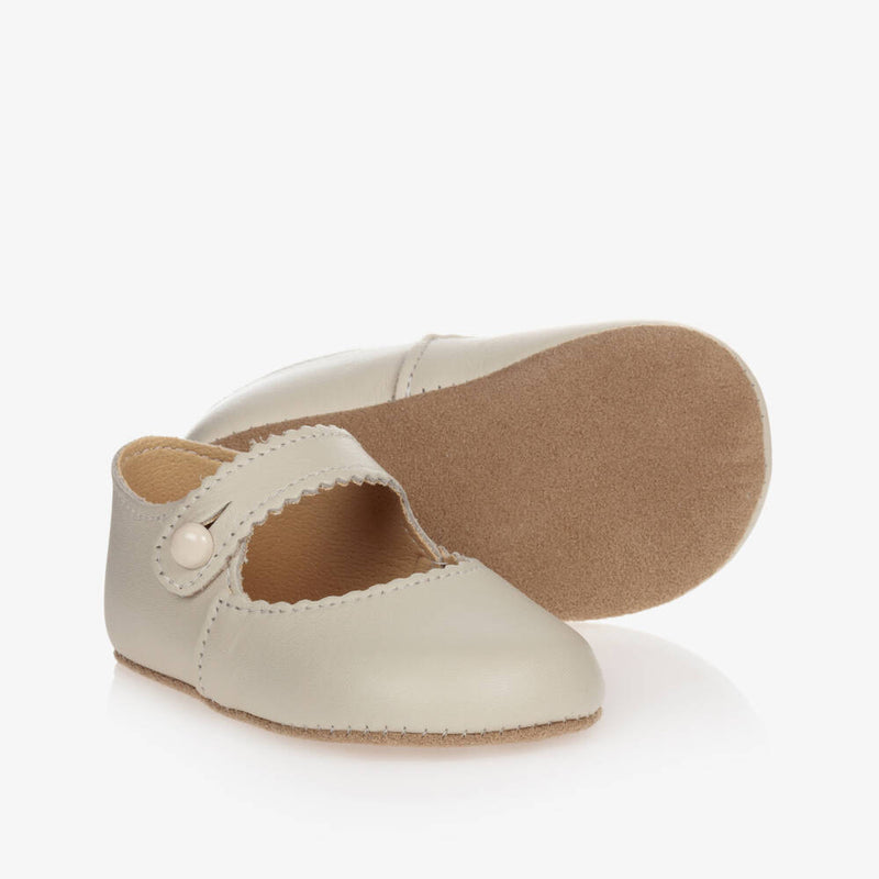 Early Days Baby Girls Ivory Leather Traditional Pre-Walker Shoes (Size 9-12M) EUC