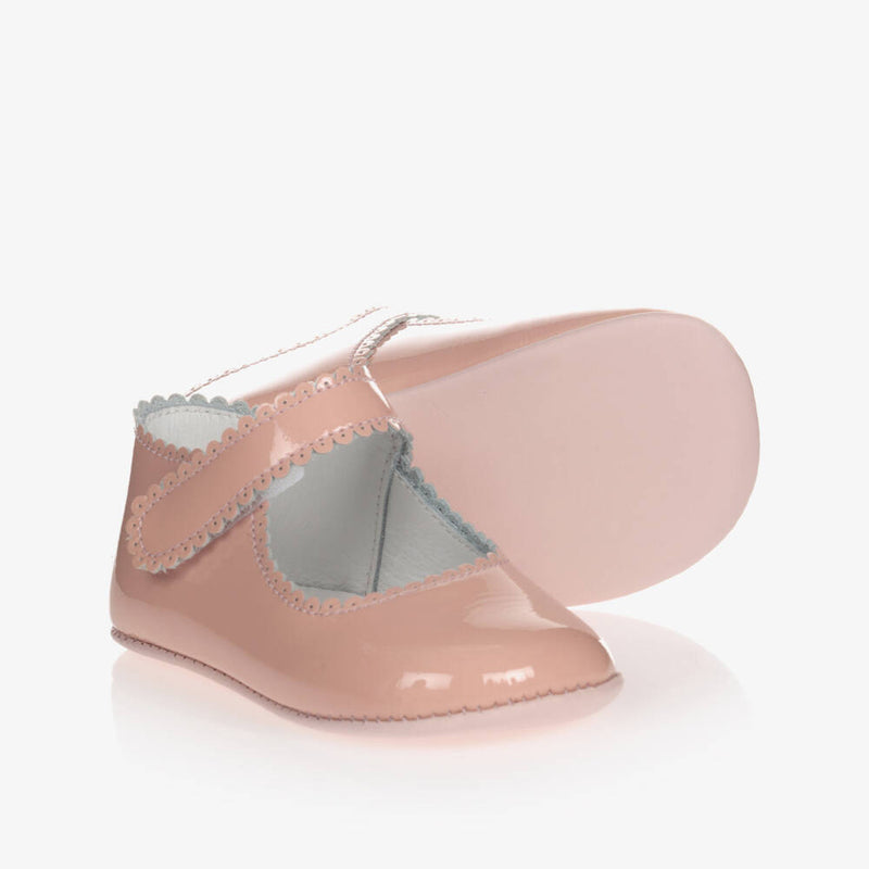 Girls Blush Leather Velcro First Walkers (Size 6-9M) EUC