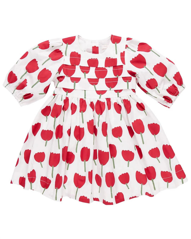 Girl's Tulips Evelyn Dress In Red (12-18M) NWOT