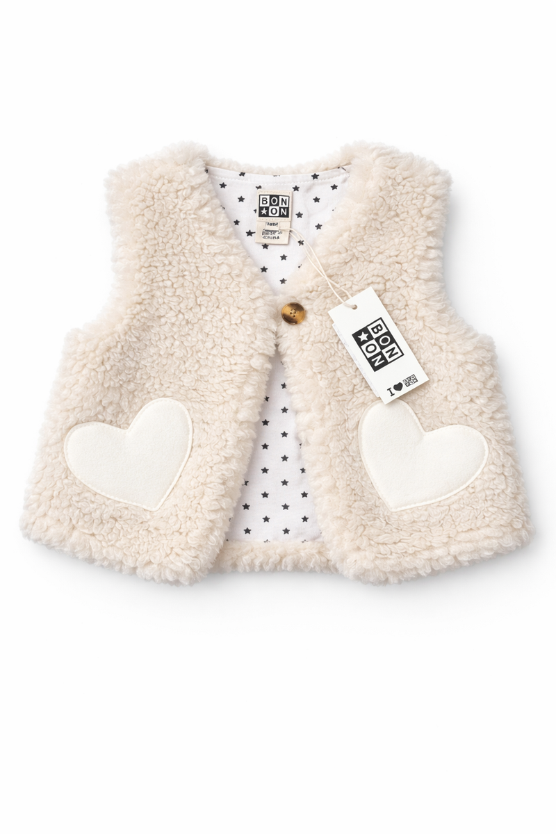 Cream Teddy Vest (Size: 18M) NWT