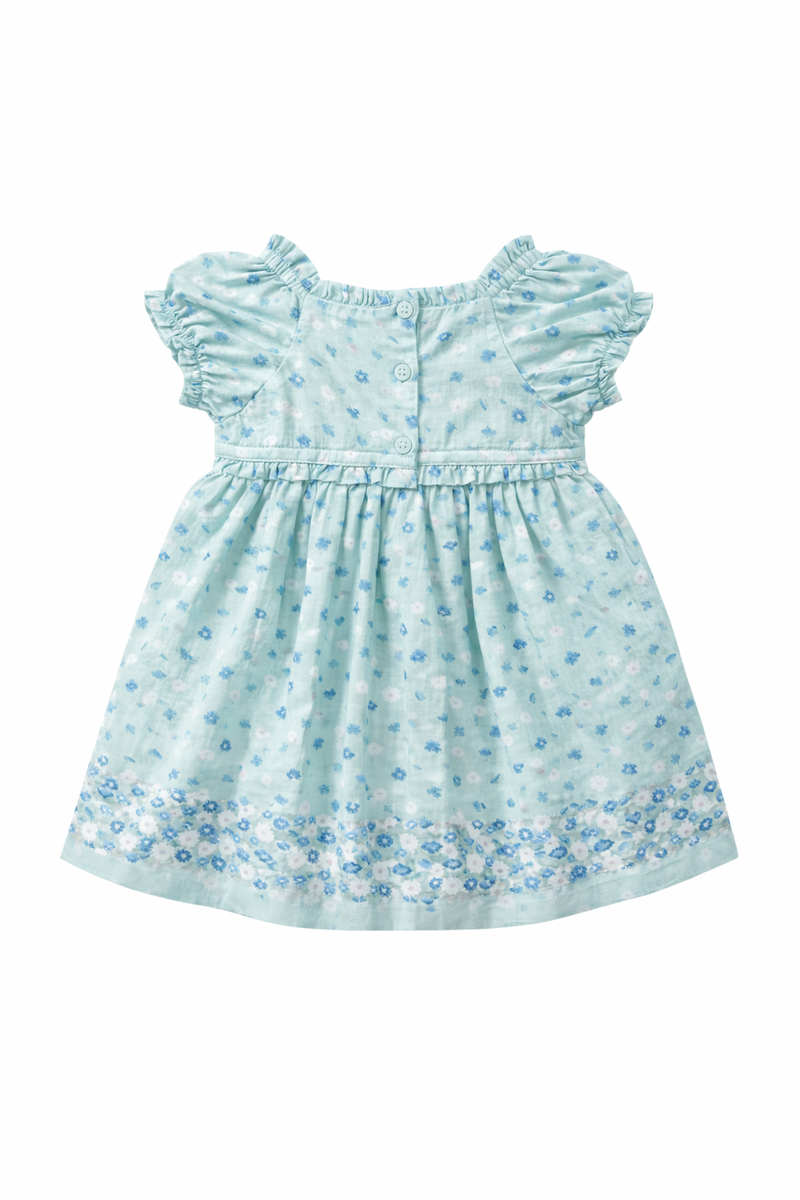 Floral Short Ruffle Sleeve Dress Girls and bloomers (Size 18-24M) EUC