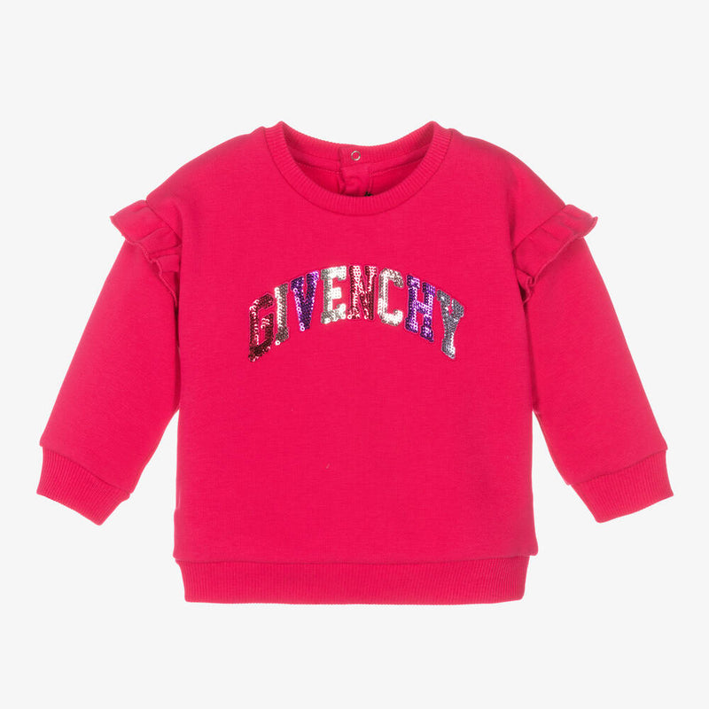 Givenchy Girls Pink Cotton Sequin sweatshirt and Jogger Set (18M) NWT