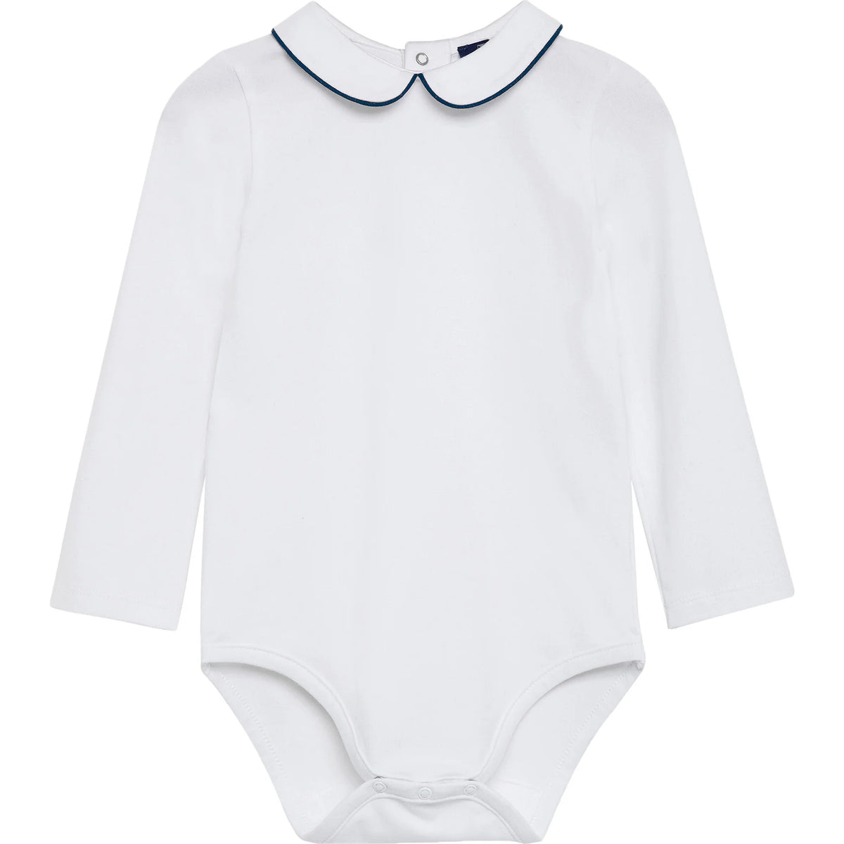 White w/ Navy LS Woven Boys Peter Pan Top (2T) NWT