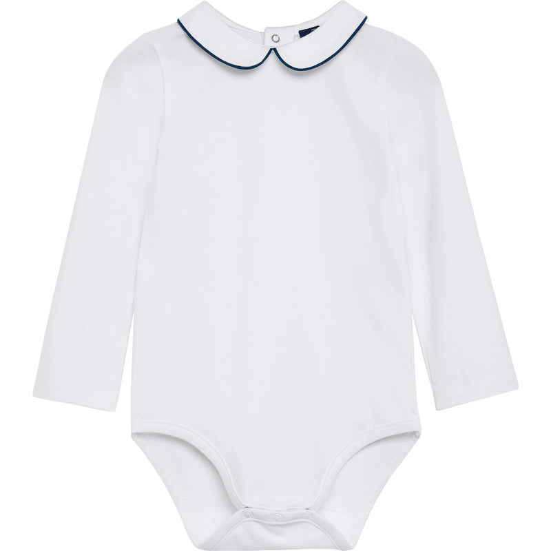 White w/ Navy LS Woven Boys Peter Pan Top (2T) NWT