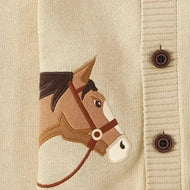 Boys Embroidered Horse Shawl Collar Cardigan - (3T) EUC