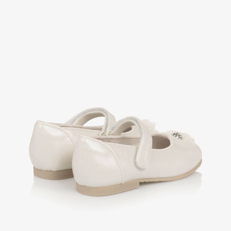 Baby Girl Ivory Pearl Faux Leather Flower Shoe (Size 9-12M) NWT