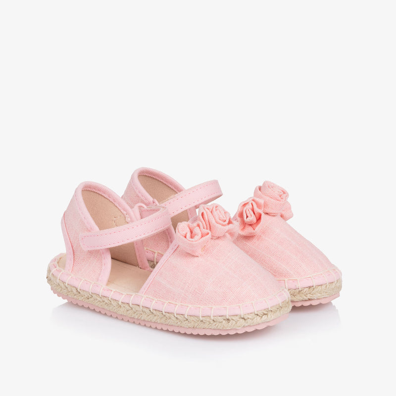 GIRLS SHIMMERING PINK FLOWER ESPADRILLES (NWT 4)